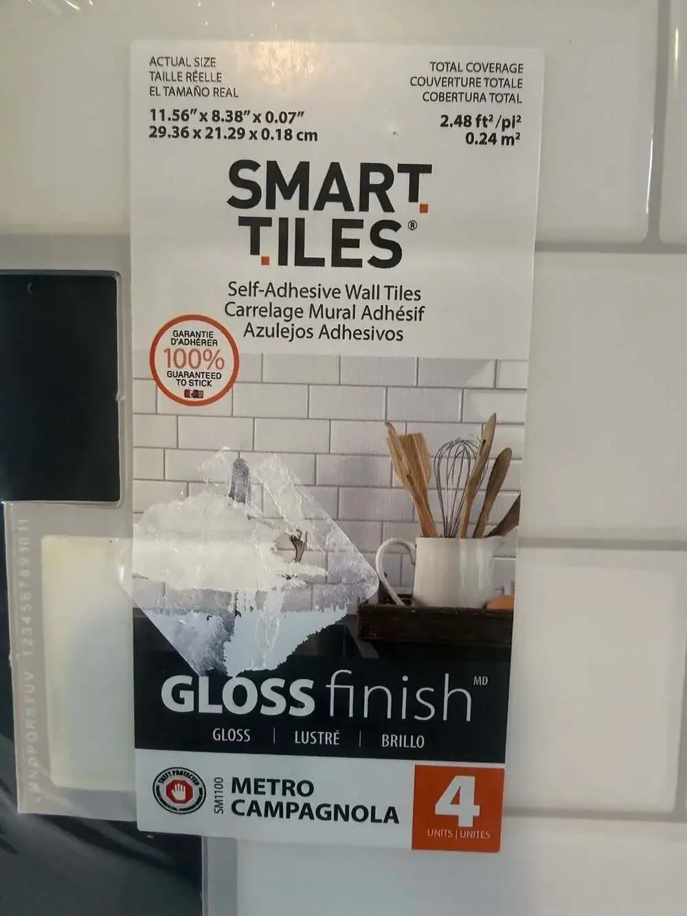 Smart Tiles Metro Campagnola Peel and Stick Wall Tiles, 4 Pack